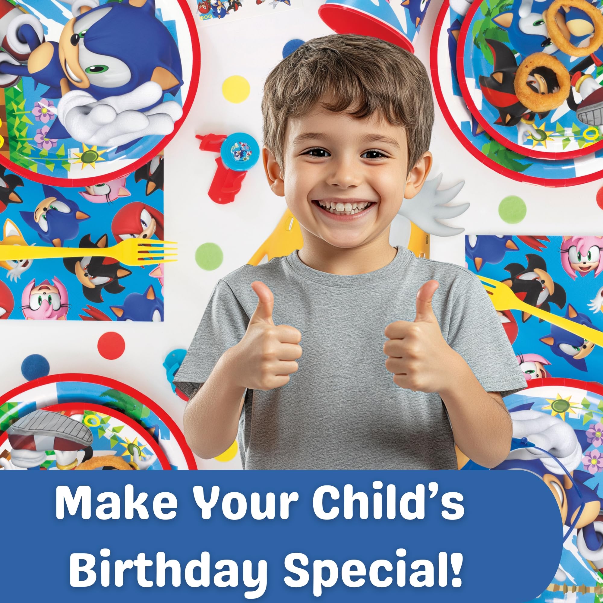 Unique Sonic party decor kit unifies the theme for a seamless look