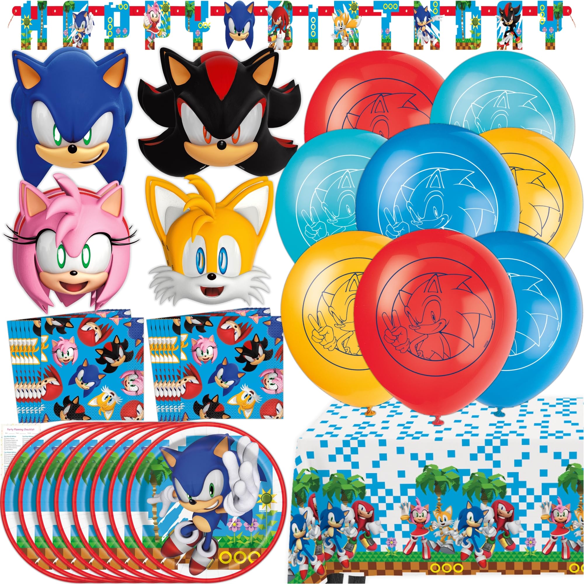 Unique Sonic plates for 16 guests add durable dining to the party.