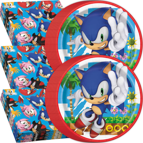 Unique Sonic 9-inch plates displayed for quick, kid-friendly meals at a party