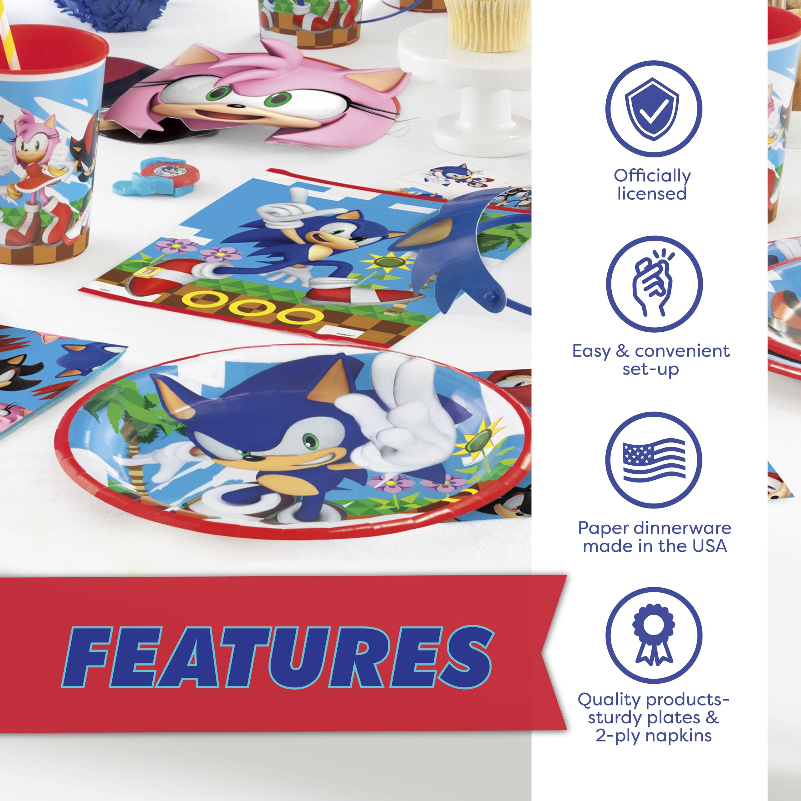 Unique Sonic birthday sticker adds birthday flair for favors and greetings.
