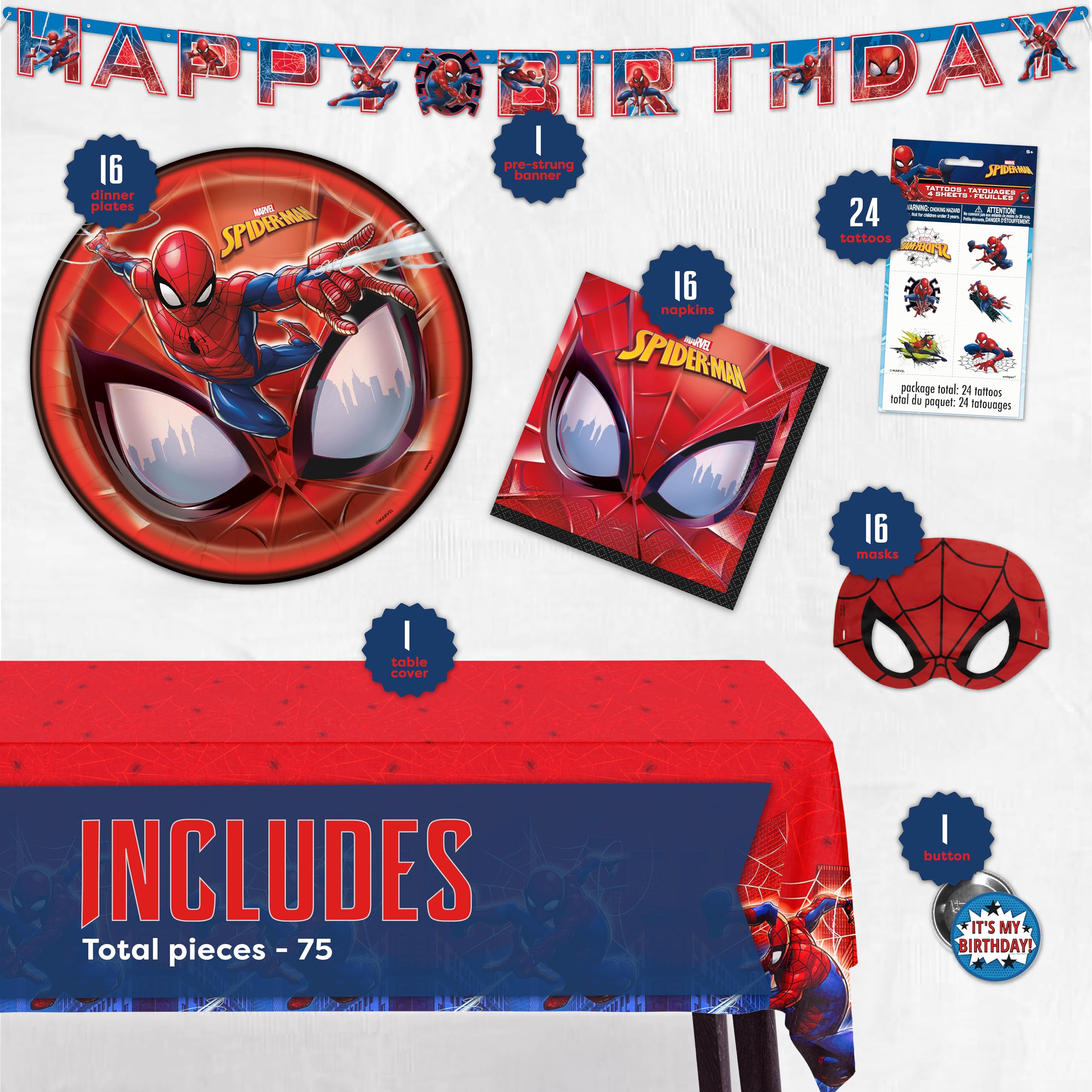 Unique Spiderman banner enhances the superhero theme for photo-worthy moments.