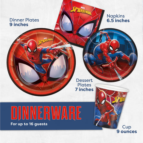 Unique Spiderman birthday pack cake plates show 7-inch plates for desserts