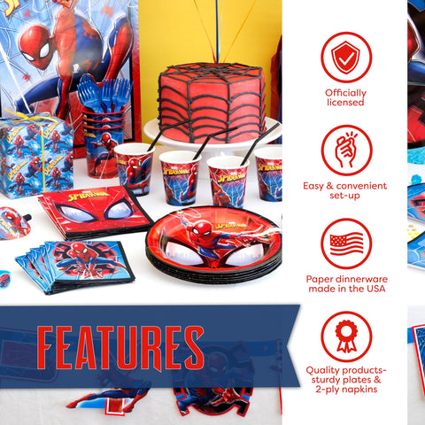 Unique Spiderman plates 9in keep meals tidy while guests mingle.