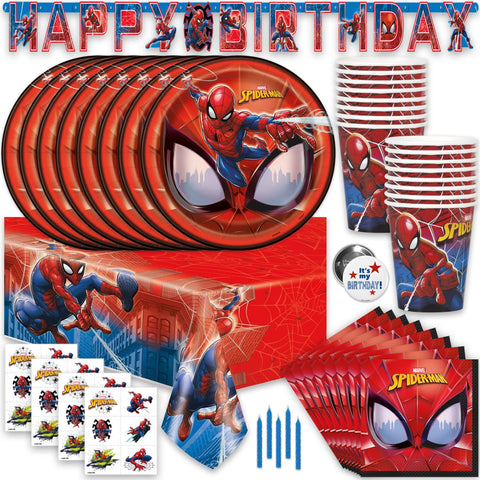 Unique Spiderman table cover provides a clean, leakproof surface for party dining.