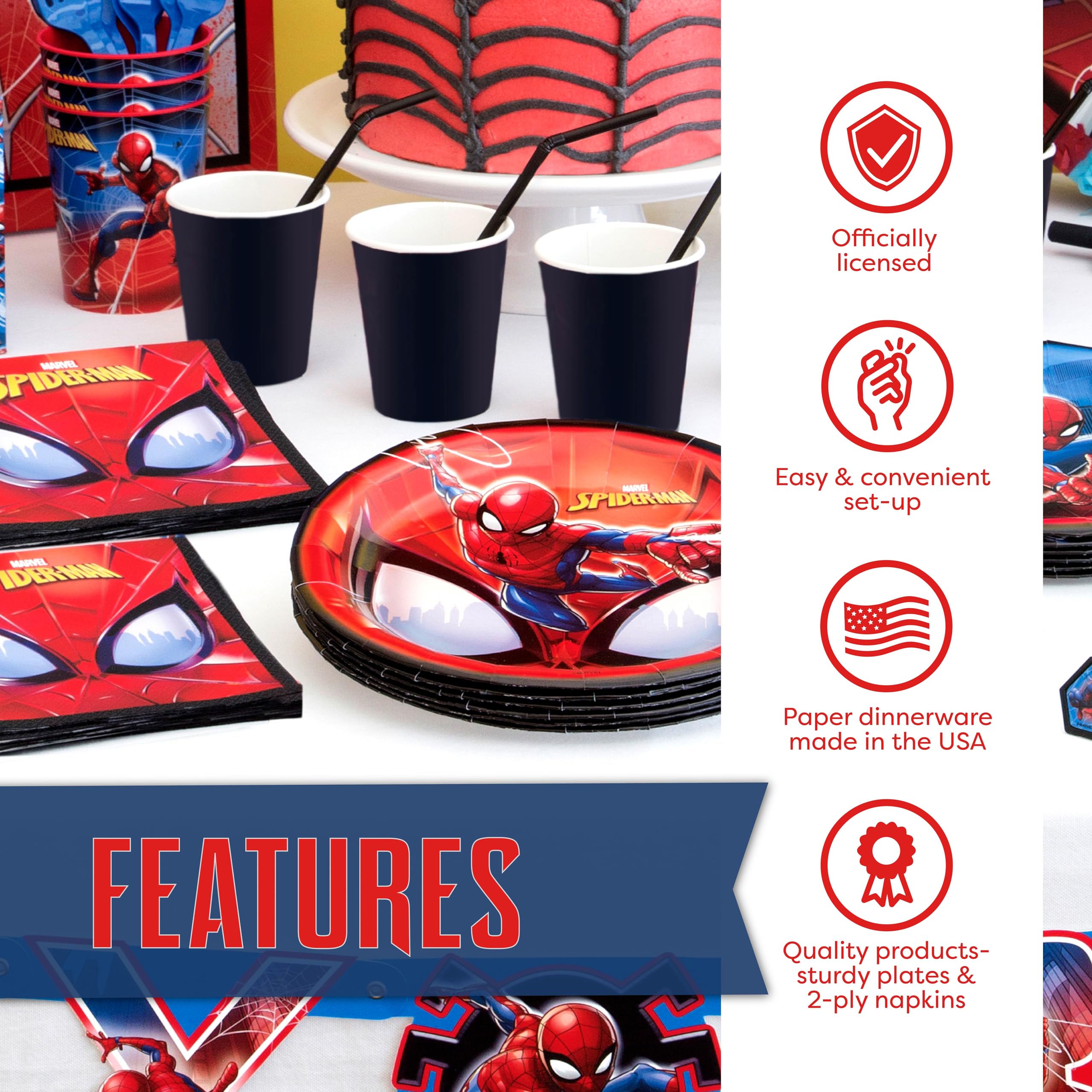 Unique Spiderman table setting display ready for photos.