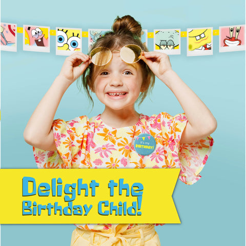 Unique Spongebob birthday button highlights the guest of honor.