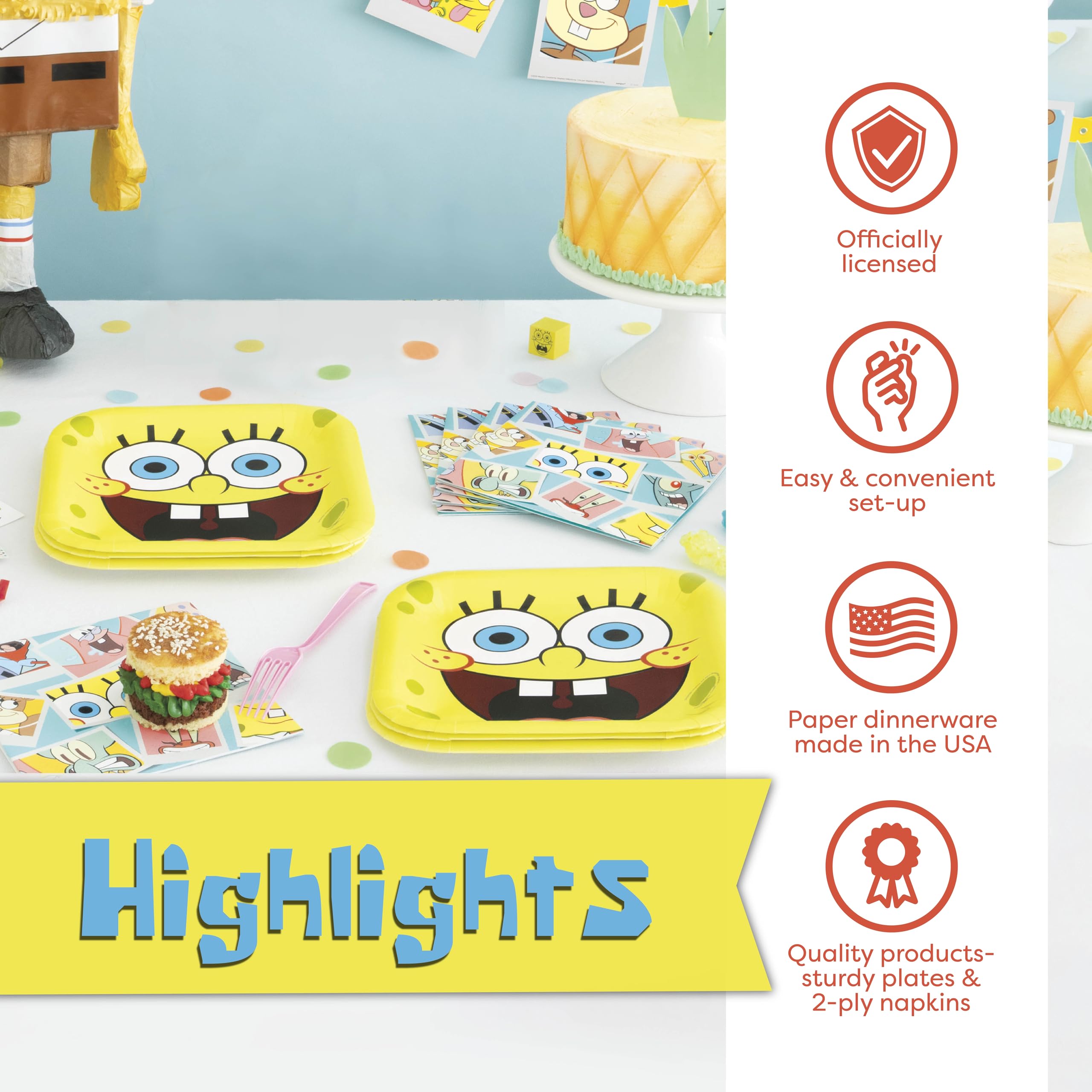 Unique Spongebob heavy-duty dinnerware holds food without leaks.