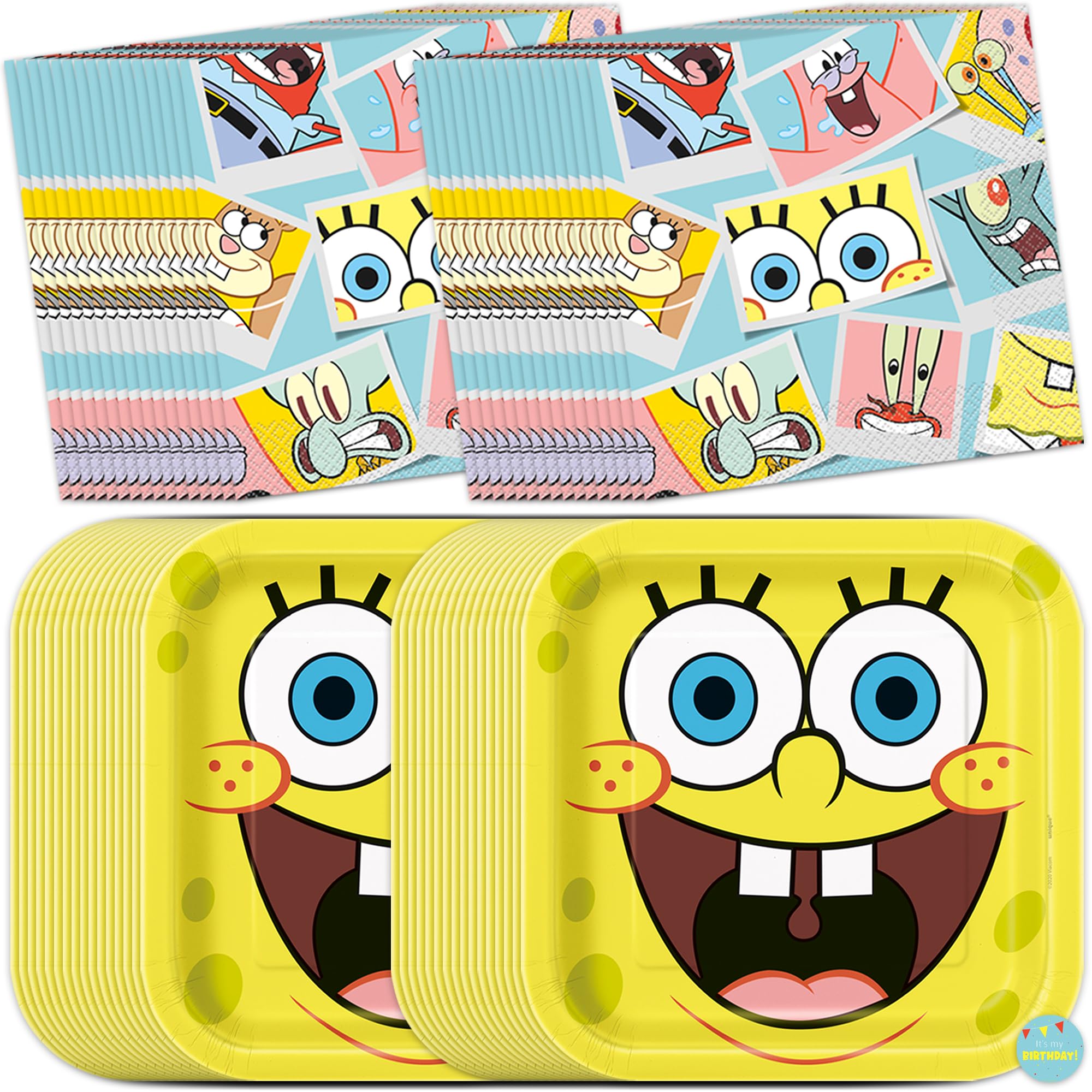 Unique Spongebob plates 9-inch for sturdy meals at a kids party.