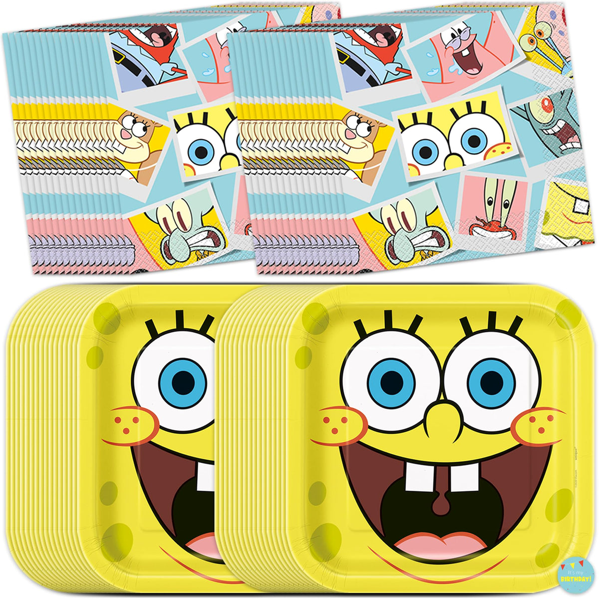 Unique Spongebob plates 9-inch for sturdy meals at a kids party.