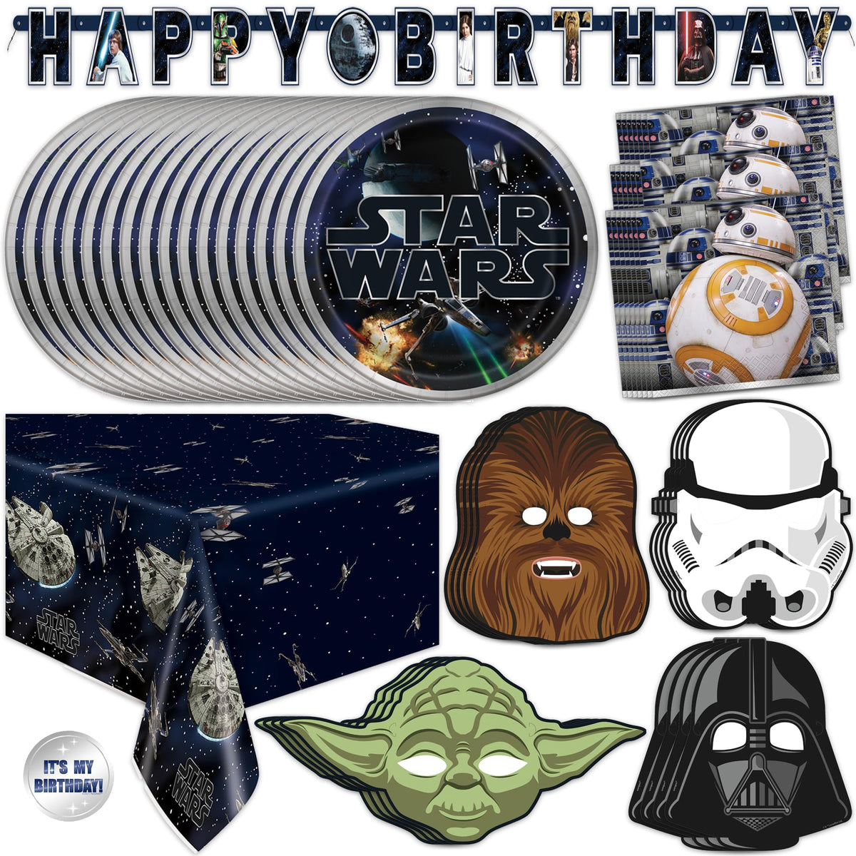 Unique Star Wars plates set the scene for party tables.