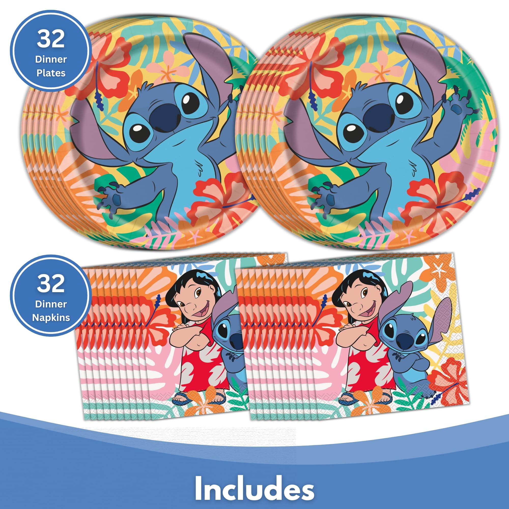 Unique Stitch napkins showcase vivid design, ideal for coordinating Stitch-themed party linens.