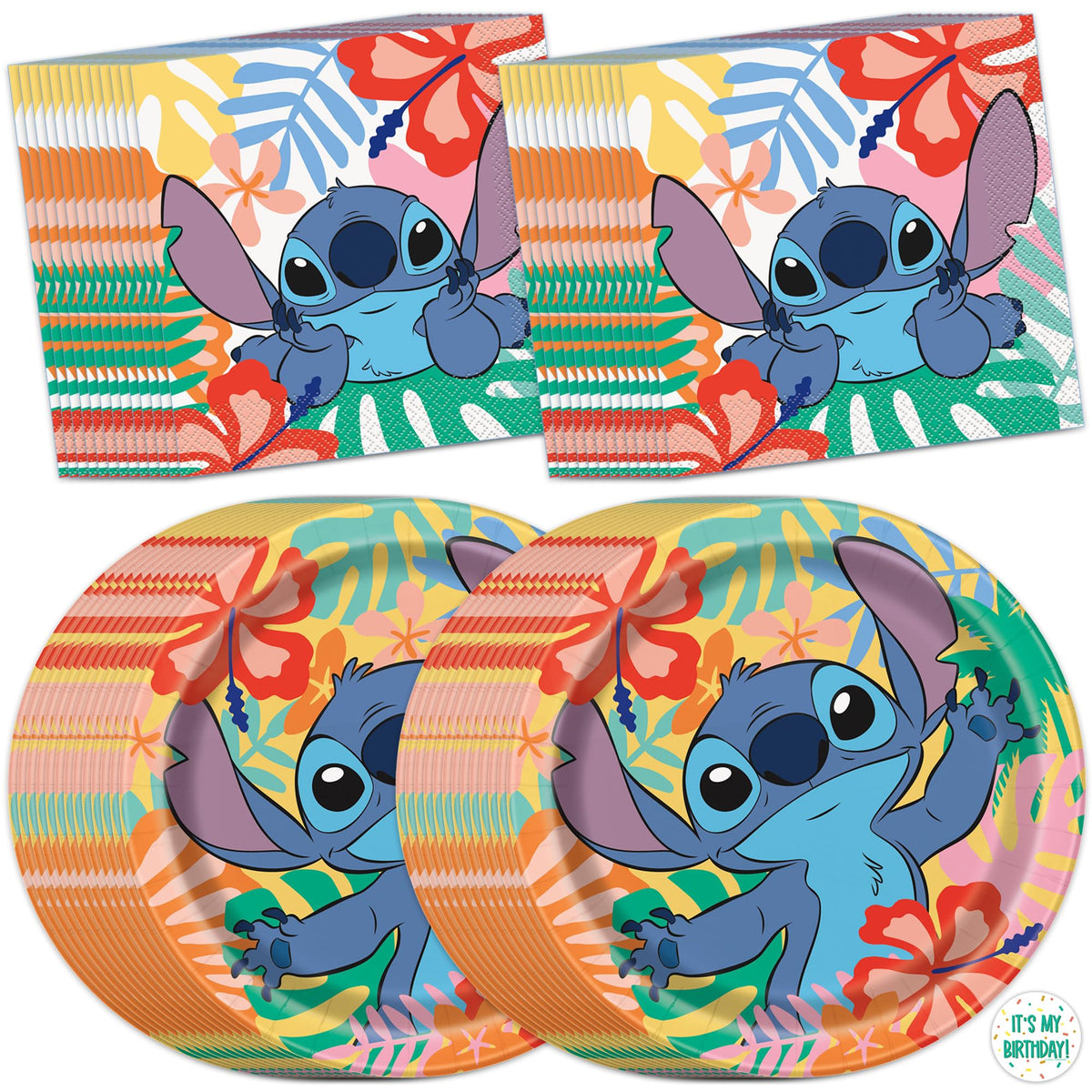 Unique Stitch plates 9-inch for pizza and cake servings at a party.
