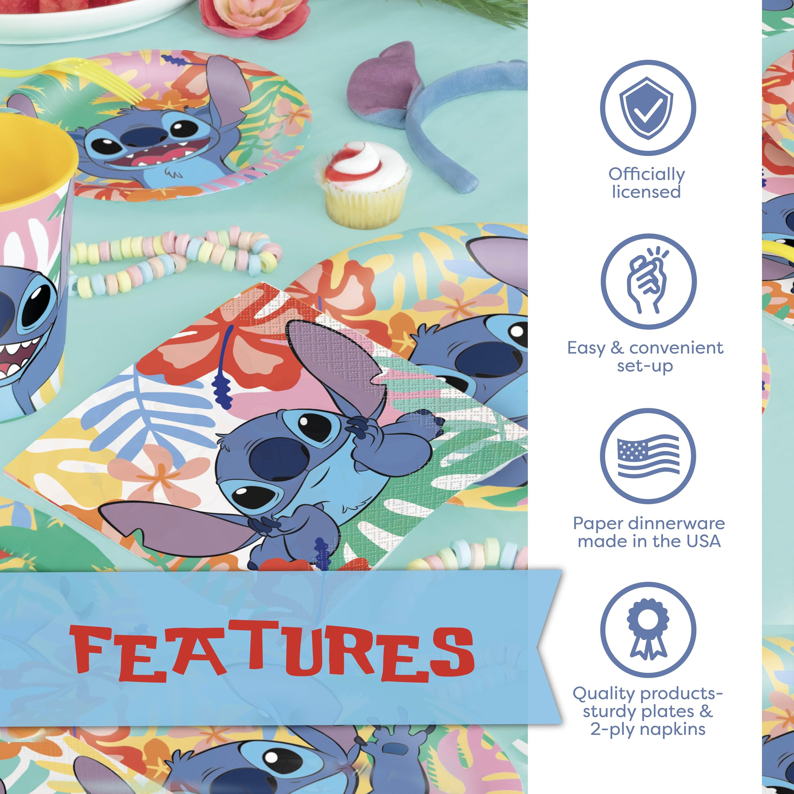 Unique Stitch tableware set with heavy-duty paper for mess-free meals.