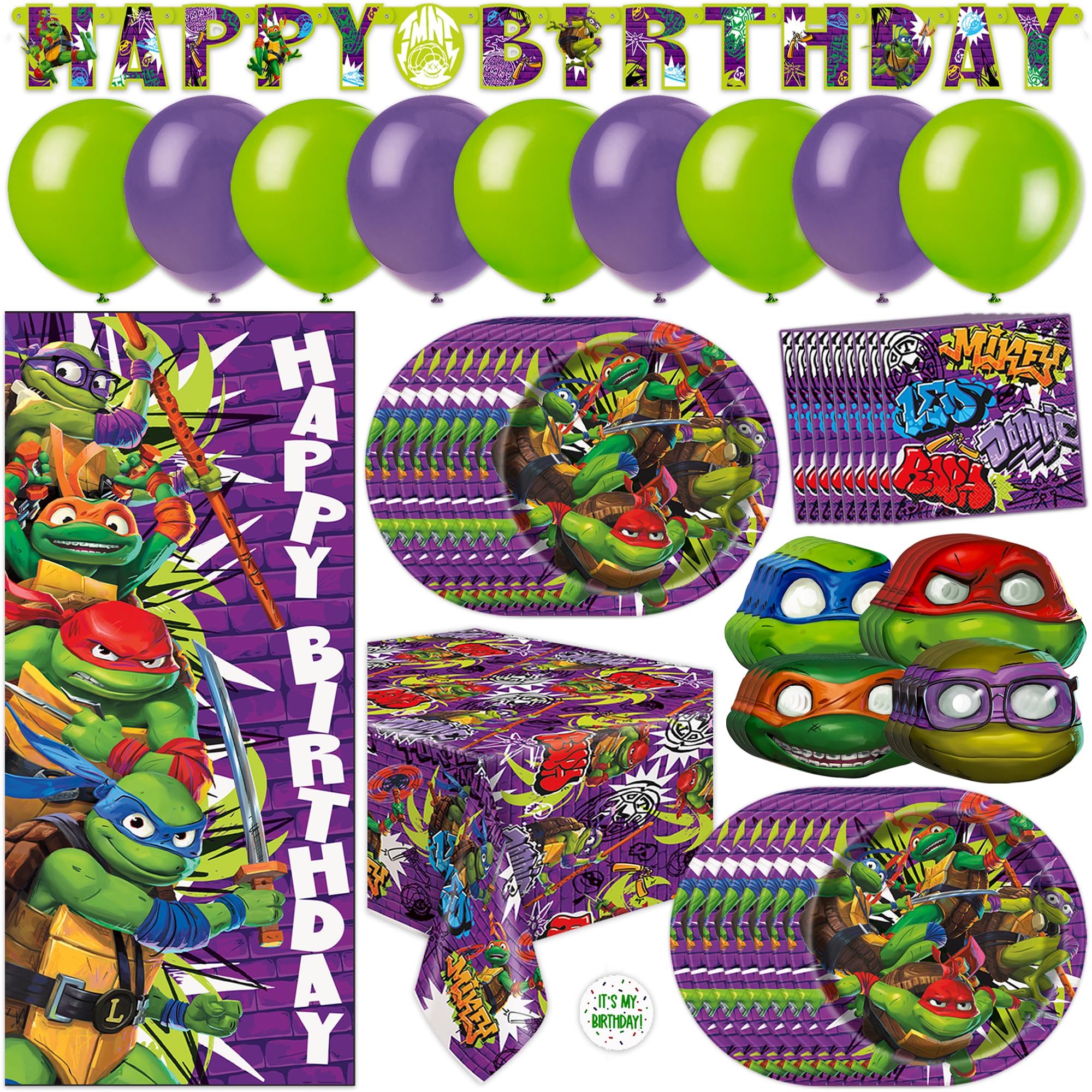 Unique TMNT balloons add bold color and a festive focal point.