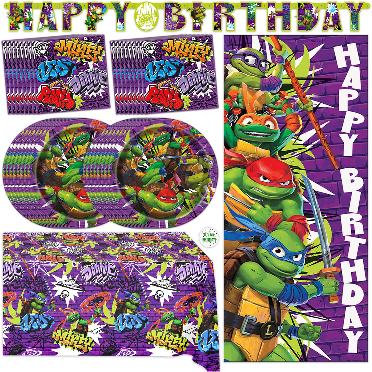 Unique TMNT birthday banner adds festive flair and serves as a photo-worthy backdrop.