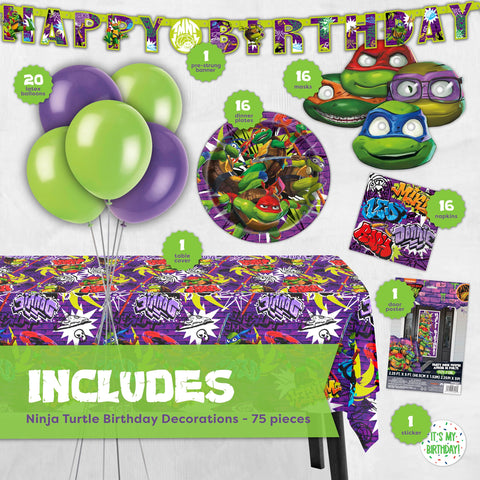 Unique TMNT banner welcomes guests and sets the party theme.