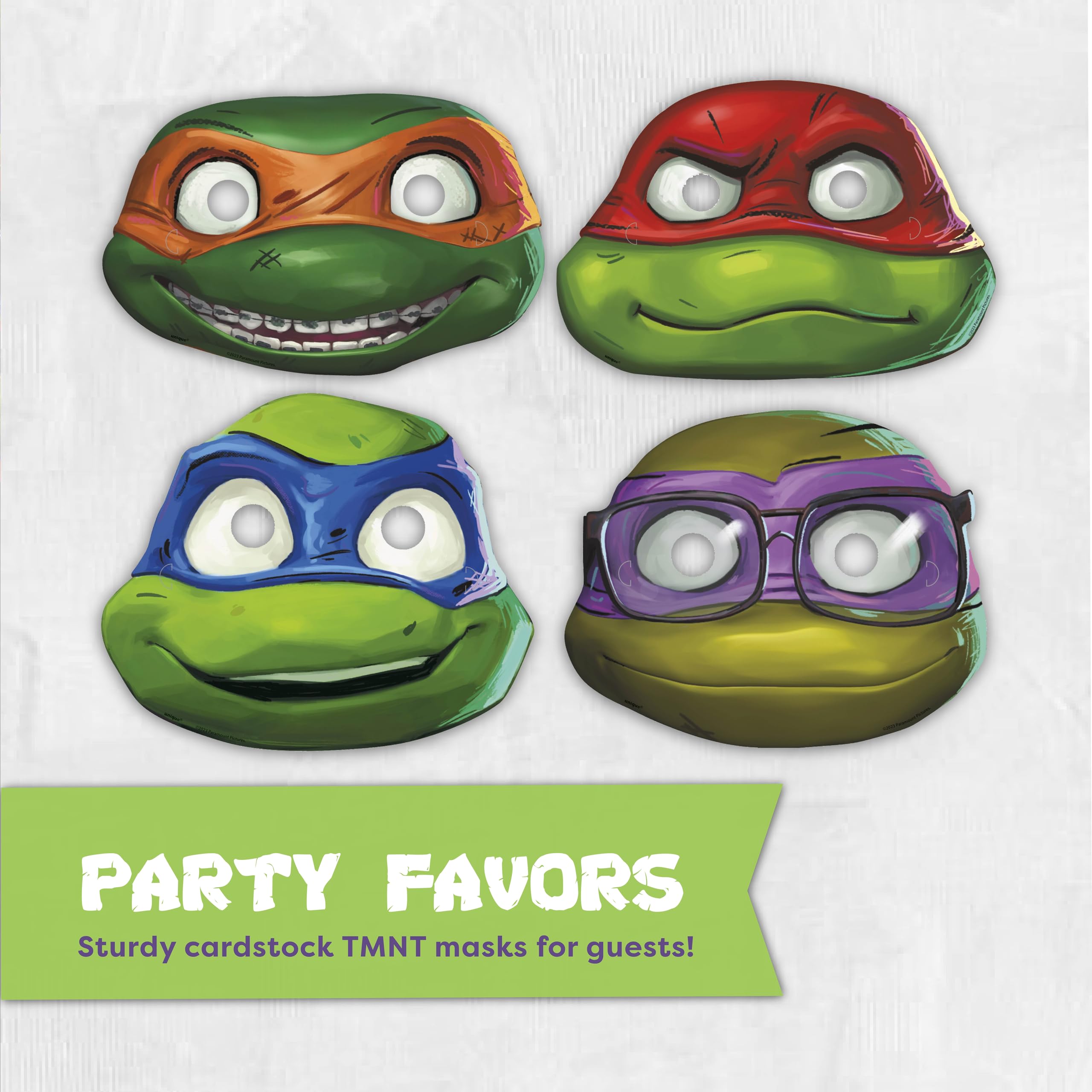 Unique TMNT masks let kids imagine their heroes during play.