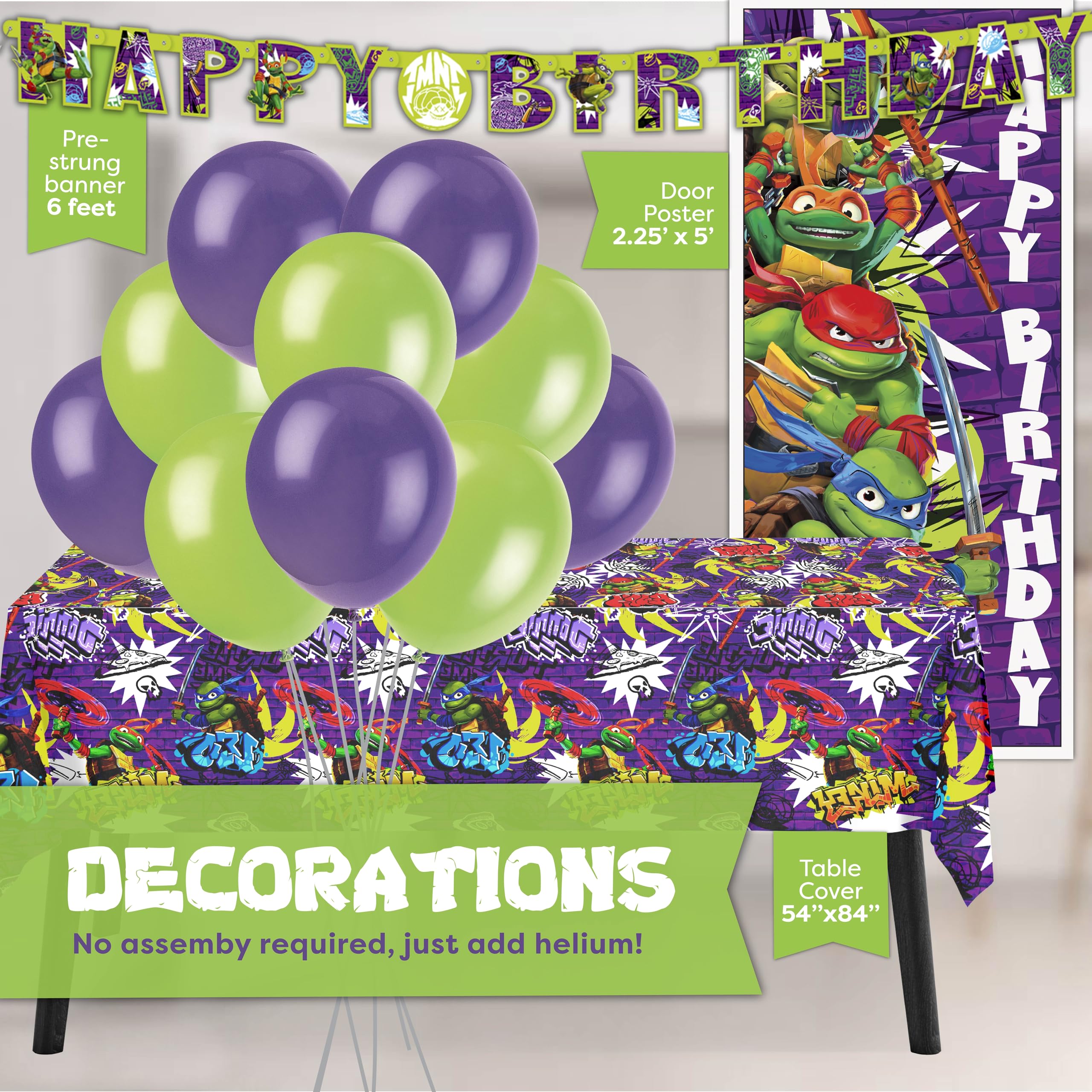 Unique TMNT tablecloth protects surfaces with leakproof, vibrant coverage.