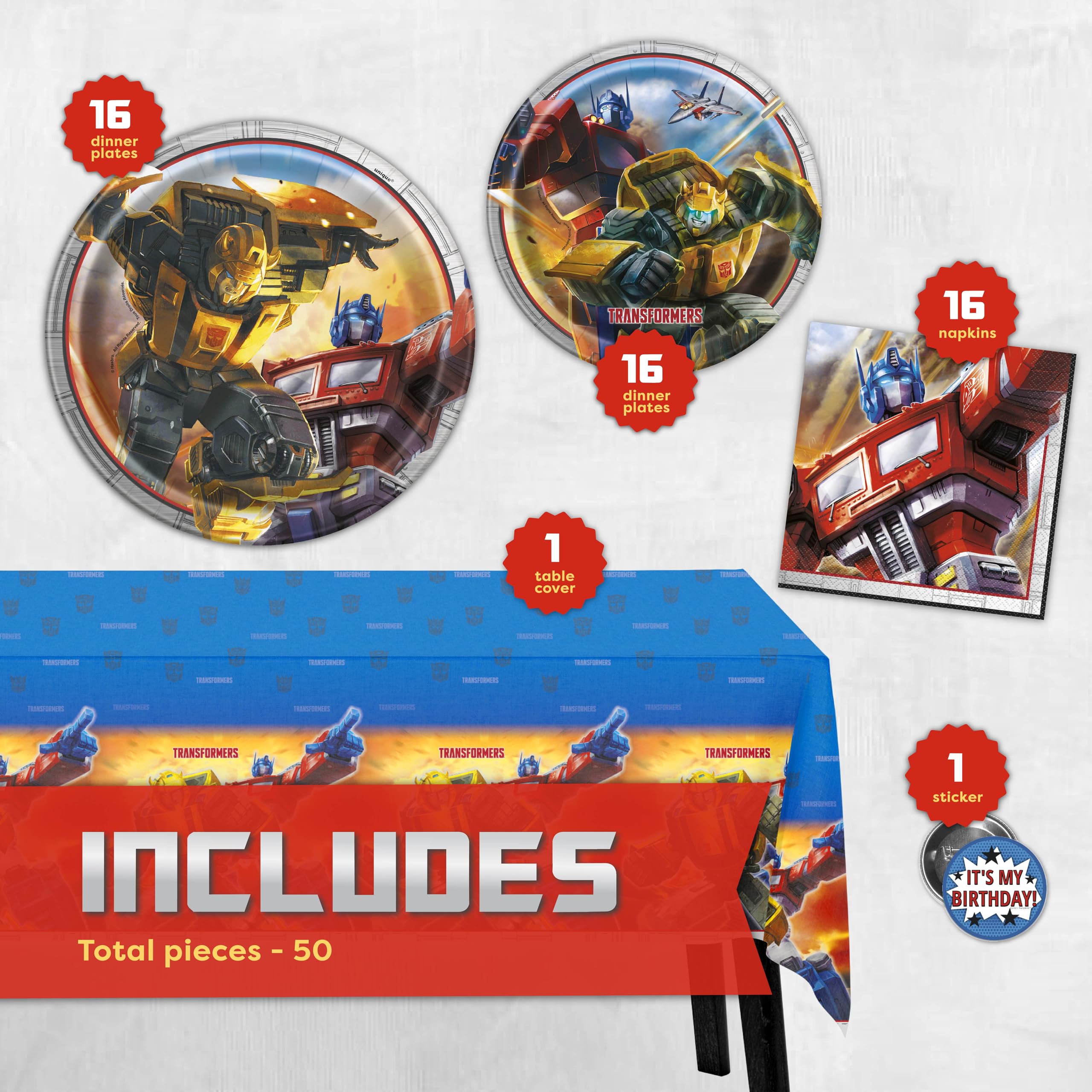 Unique Transformers large 9-inch dinner plates with bold artwork for hearty meals