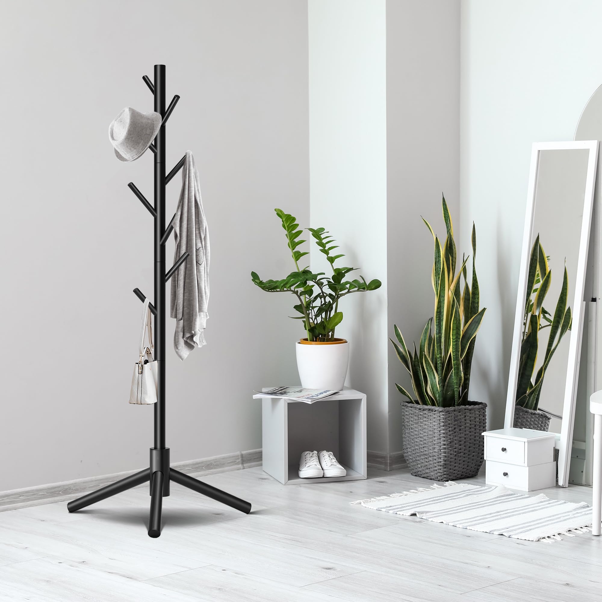 Unisakey adjustable-height coat rack at three heights.
