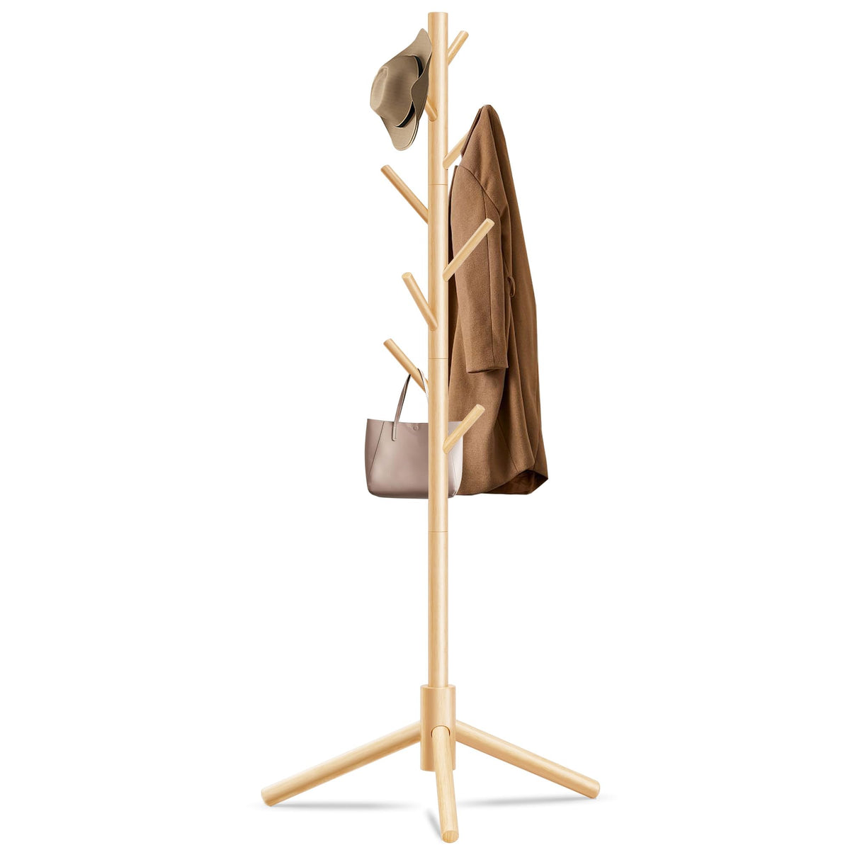 Unisakey coat rack with triangle base for stable freestanding use