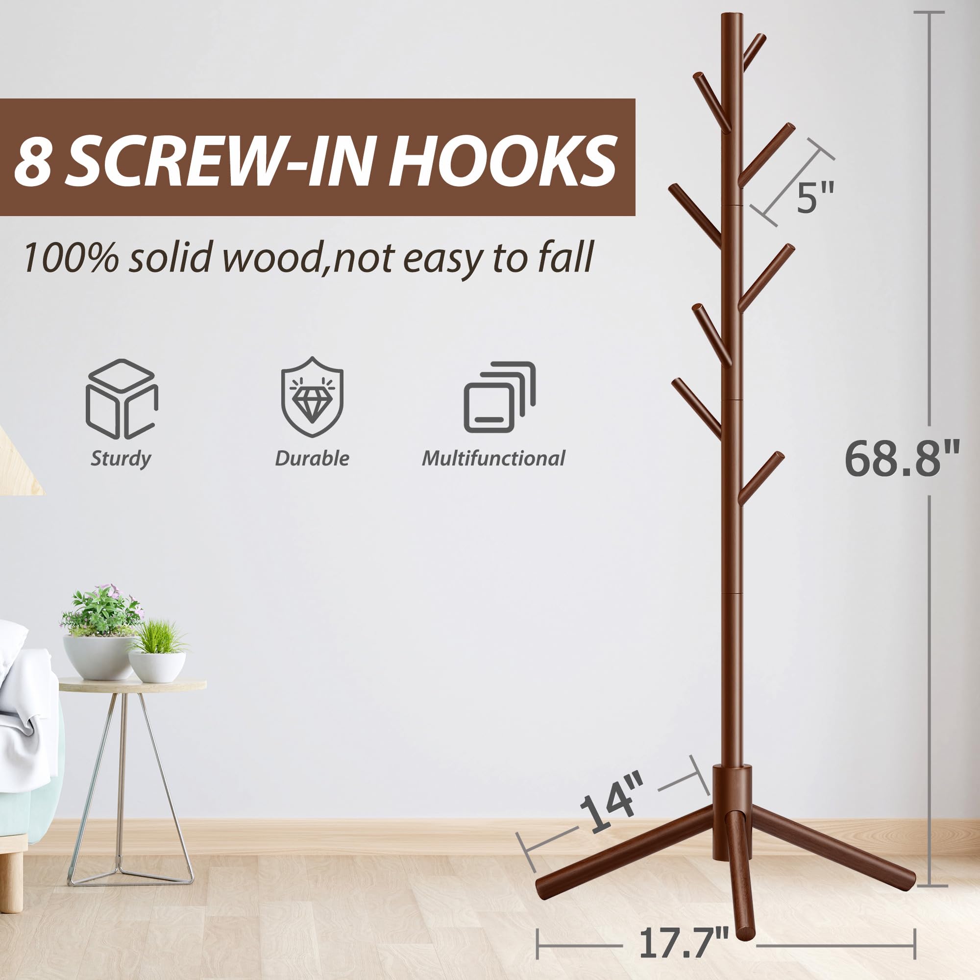 Unisakey coat rack assembly without tools for quick setup