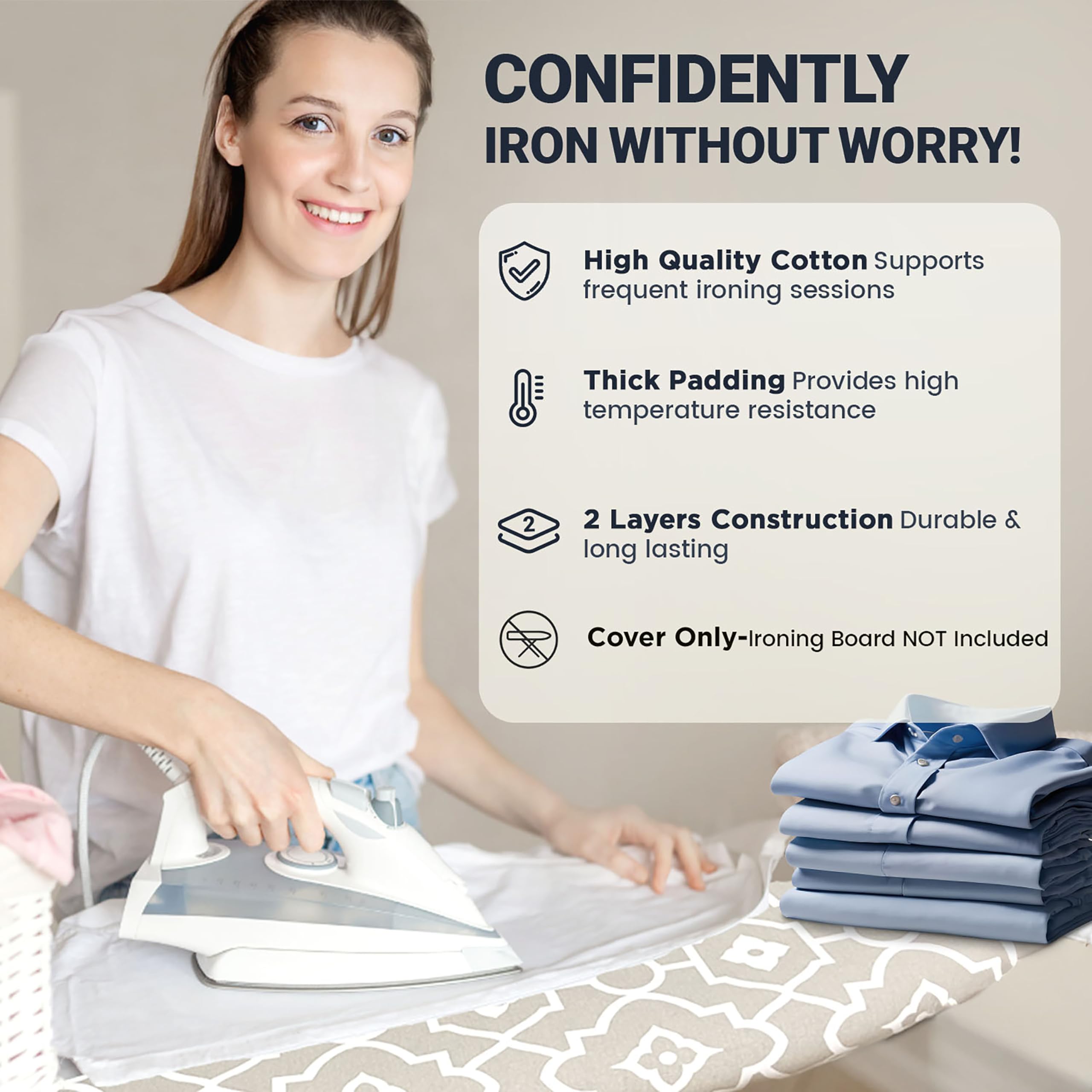 UniSimp elastic edge provides secure, wrinkle-free ironing surface