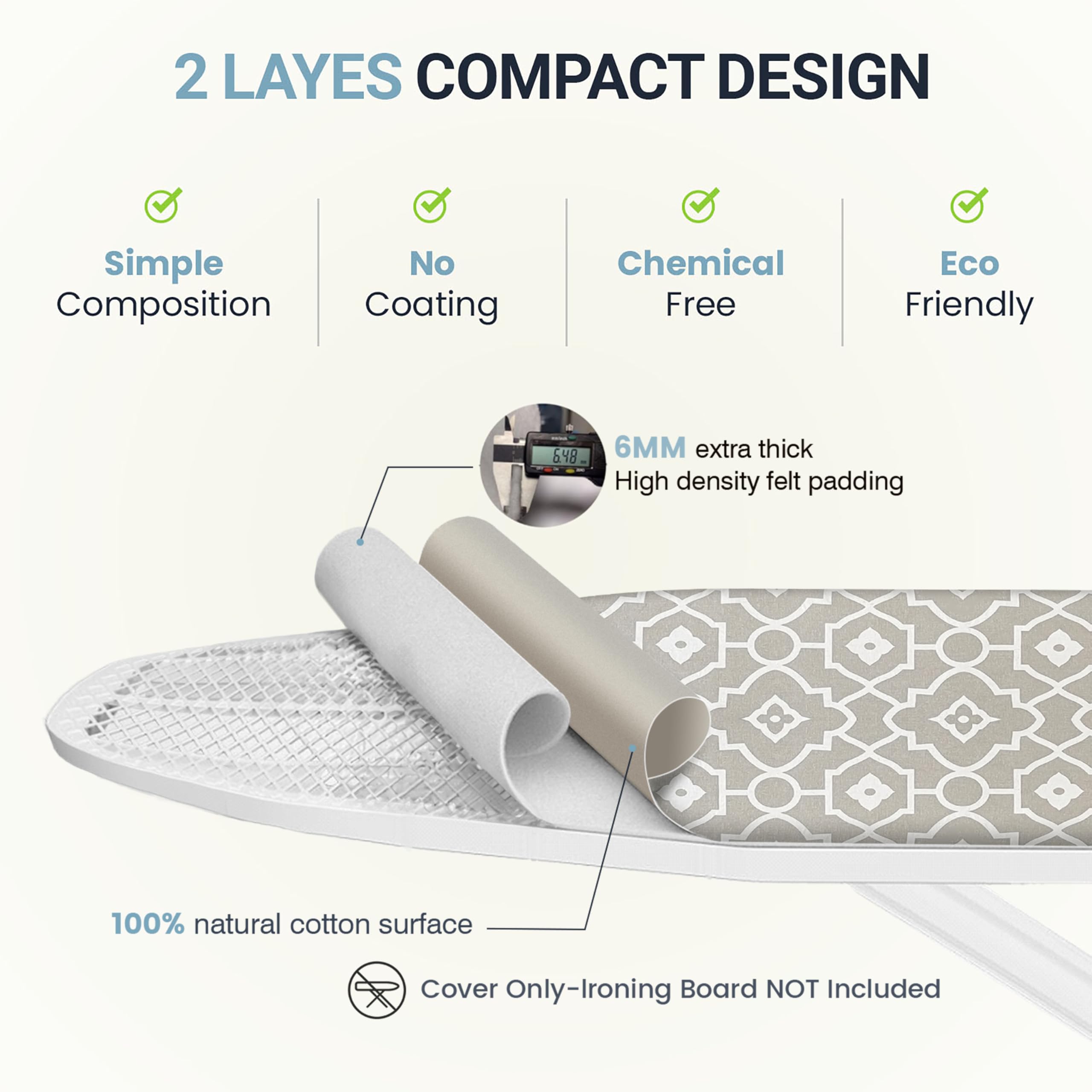 UniSimp ironing pad 6mm felt close-up highlighting cushioning and heat resistance