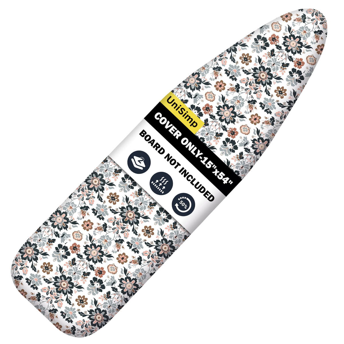 UniSimp floral ironboard cover with smooth surface for easy ironing.