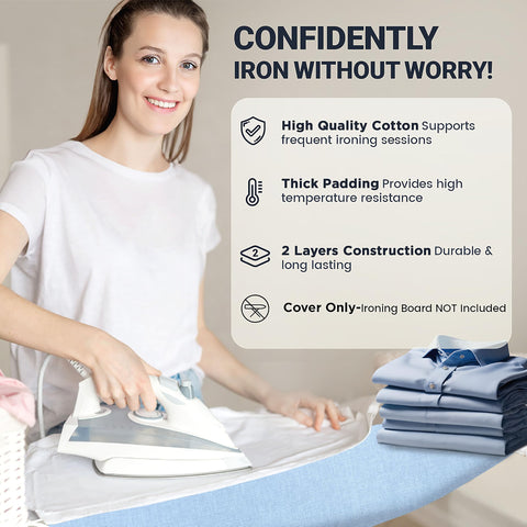 UniSimp ironing board cover heatproof blue cover withstands heat and durable performance