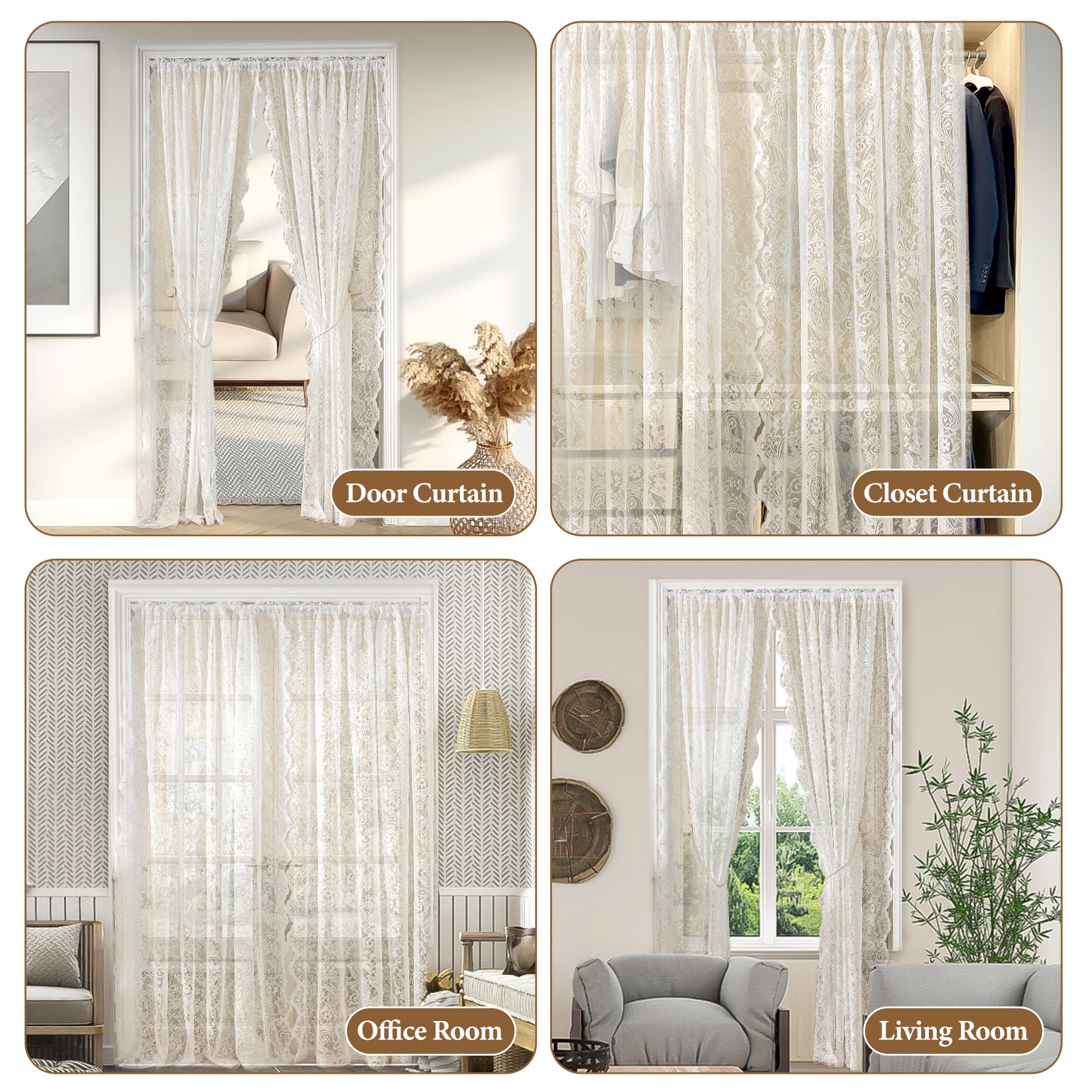 UNISTAR machine-washable lace curtain for easy care.