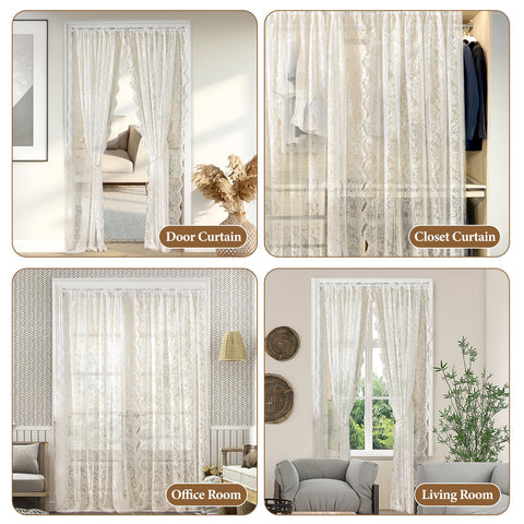 UNISTAR machine-washable lace curtain for easy care.