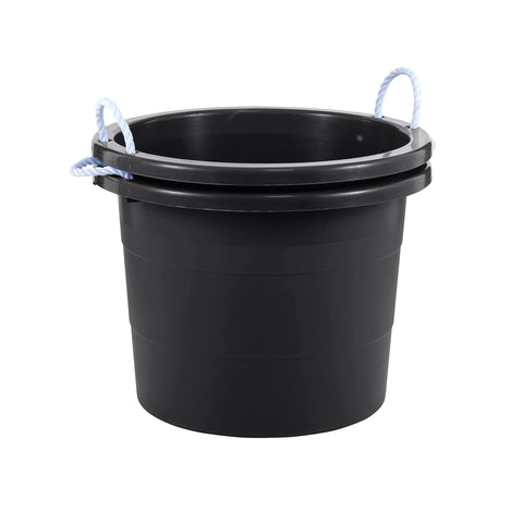 United Solutions 19-gallon rope-handle tub with two handles for easy transport.