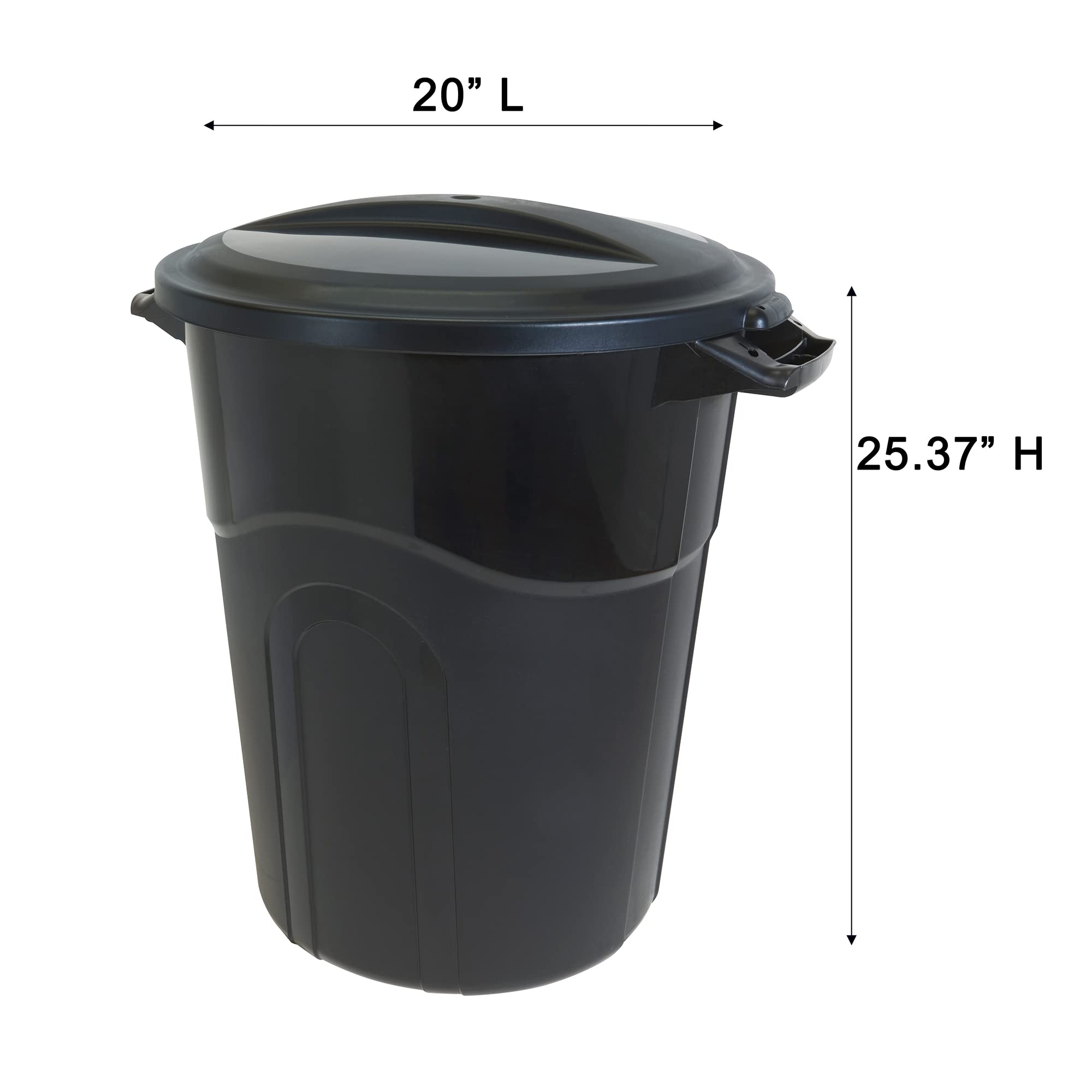 United Solutions 20gal round waste container bag removal with tapered interior design.