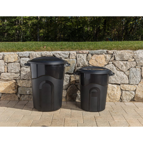 United Solutions 20gal round waste container garage storage and organization solution.