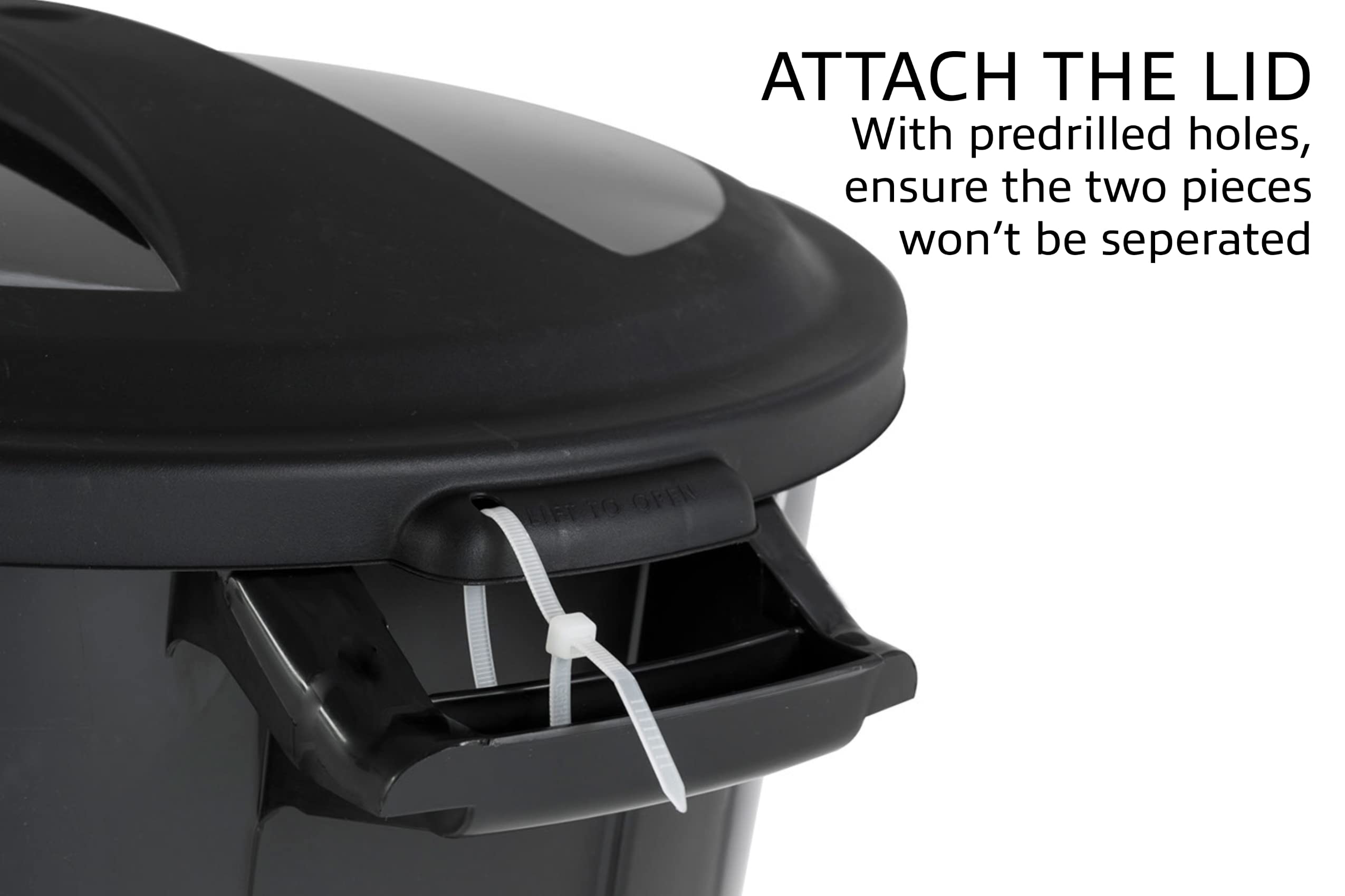 Deck-use setup for United Solutions 32-gallon can keeps outdoor spaces tidy.
