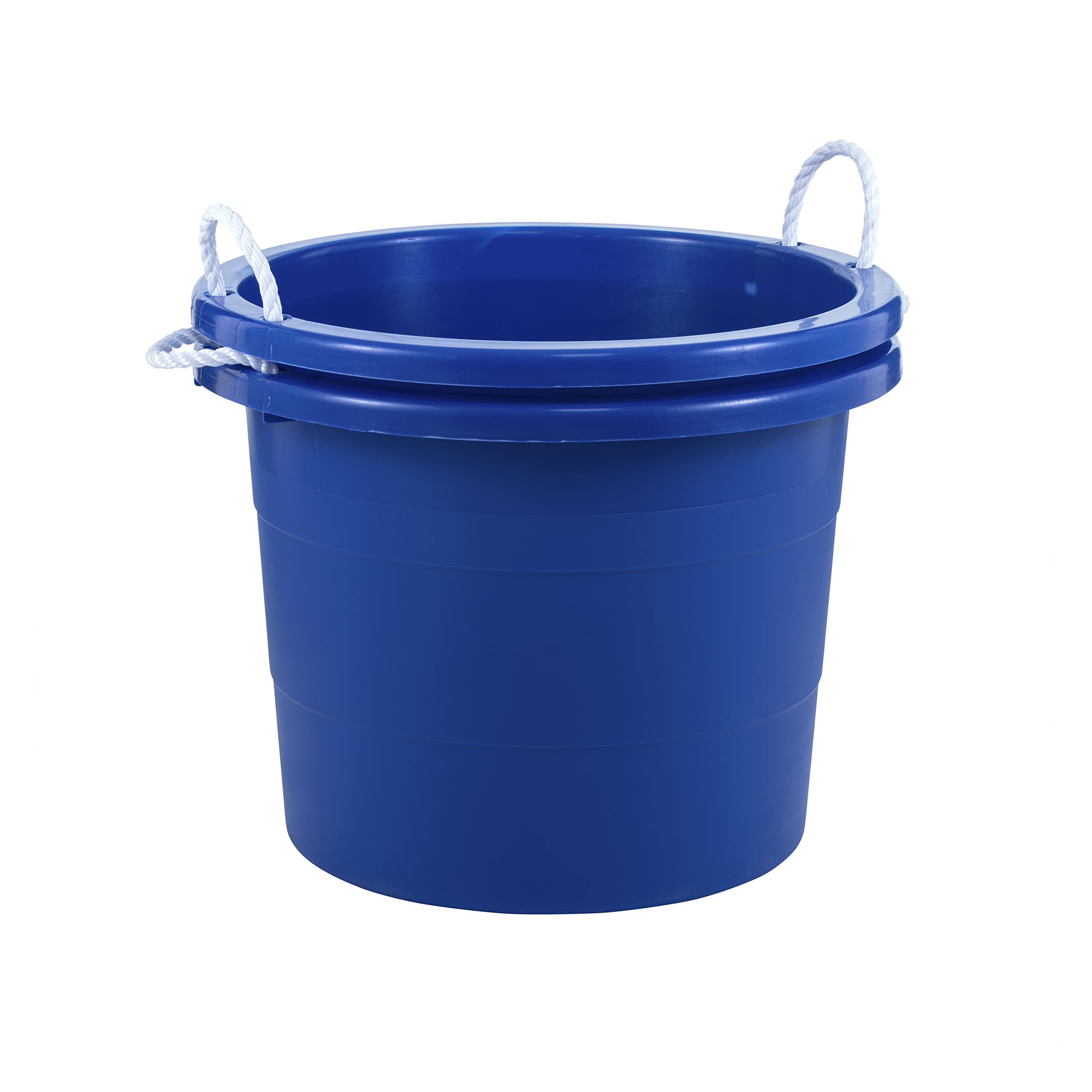 United Solutions Easy-Access Rope Handle Tub blue in-use for portable storage and transport