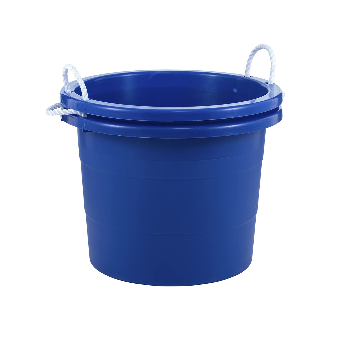 United Solutions Easy-Access Rope Handle Tub blue in-use for portable storage and transport