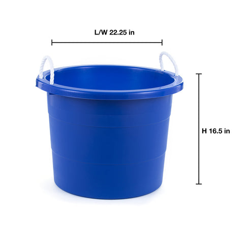United Solutions rope-handle tub shows easy pickup for garage organization
