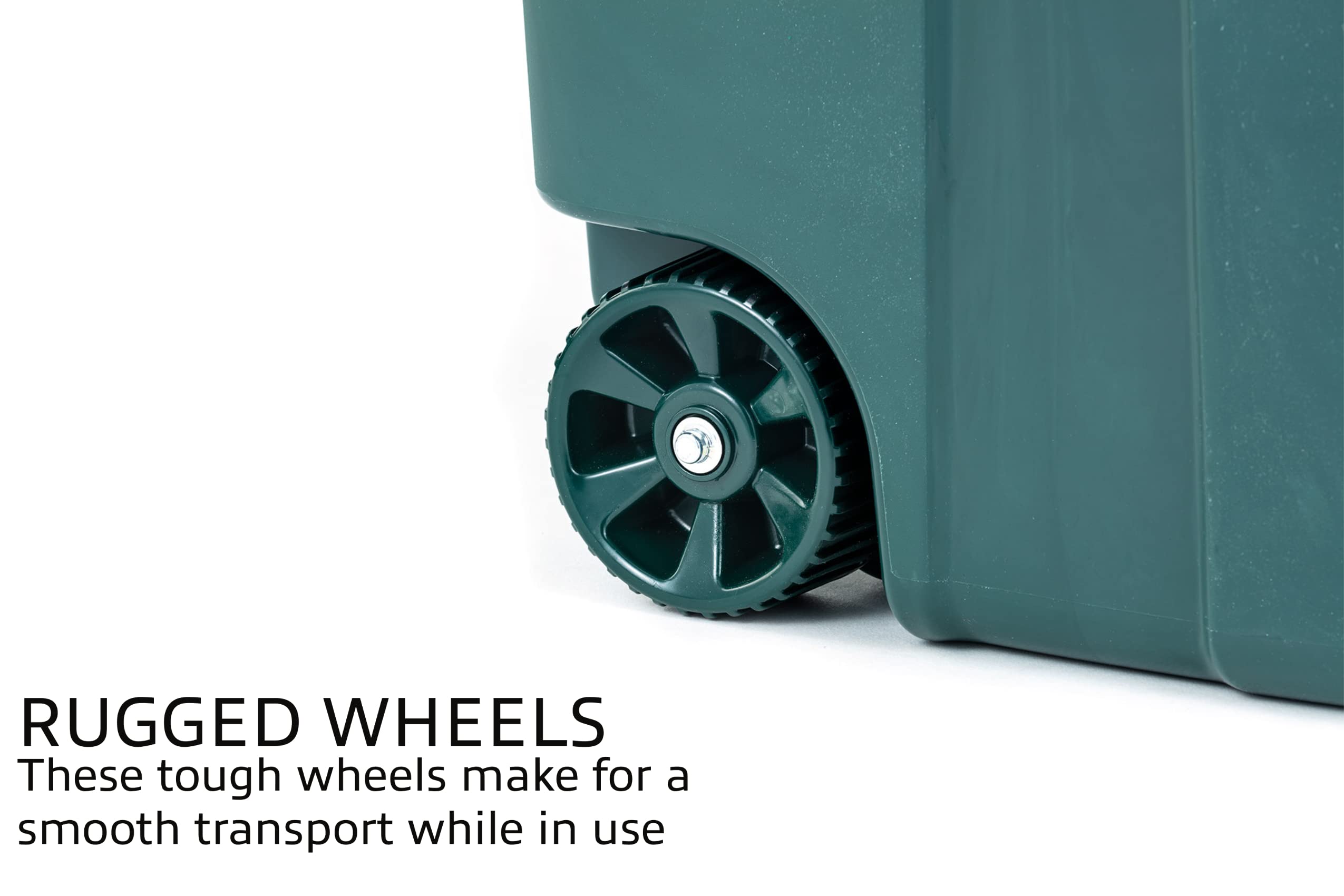 ECOSolution 32gal bin featuring rugged wheels for smooth movement.