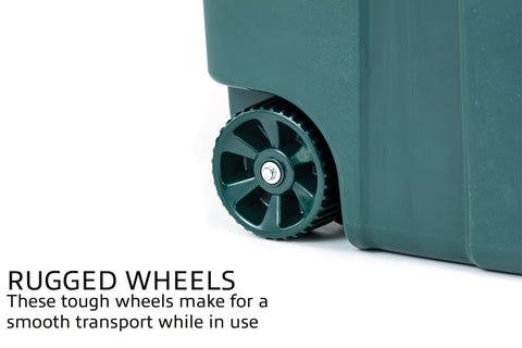 ECOSolution 32gal bin featuring rugged wheels for smooth movement.