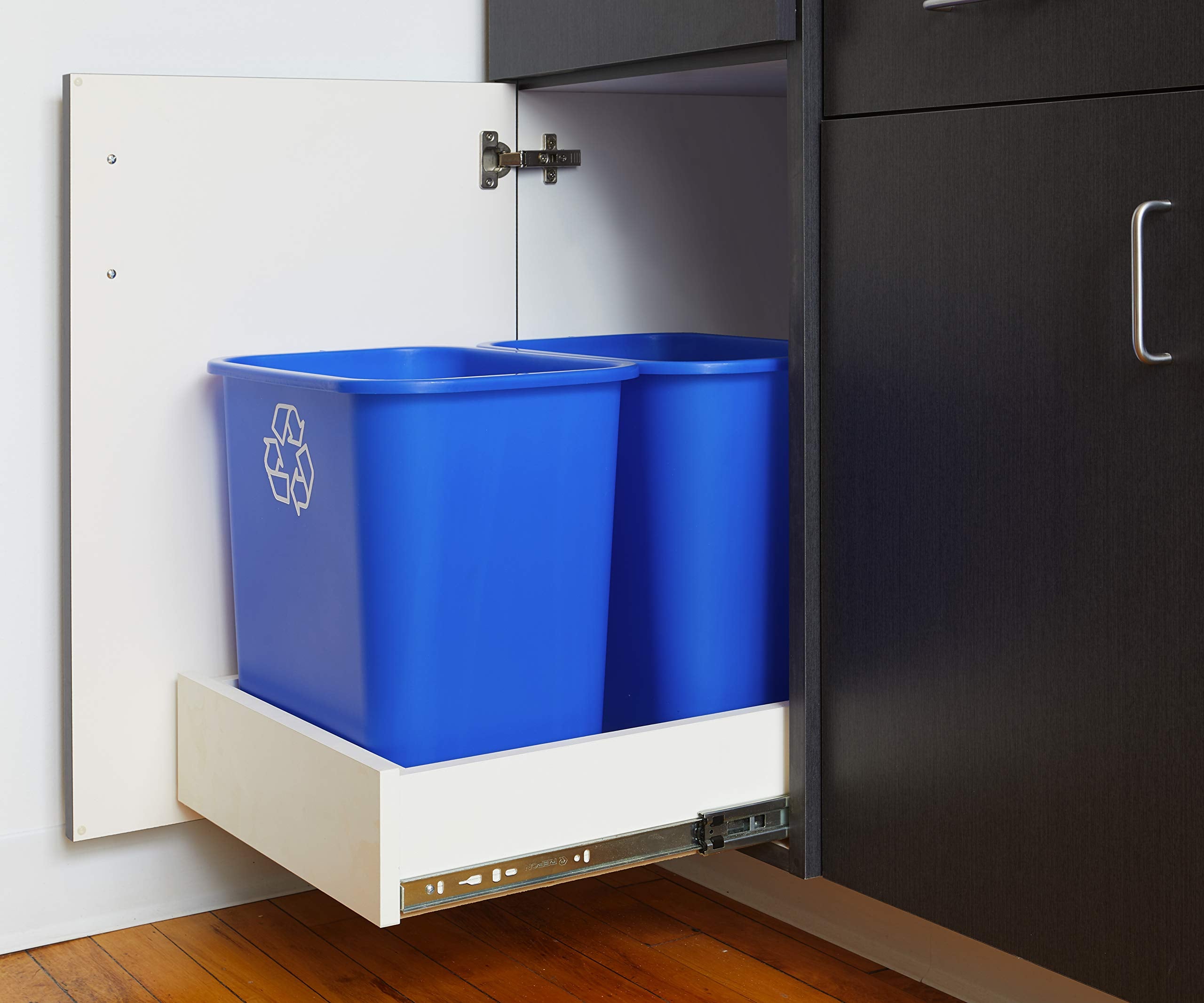 United Solutions WB0084 narrow-space bin keeps trash discreet in tight offices