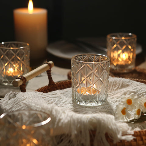 Uniteland glass votive holders arrive in sturdy packaging to protect delicate pieces.