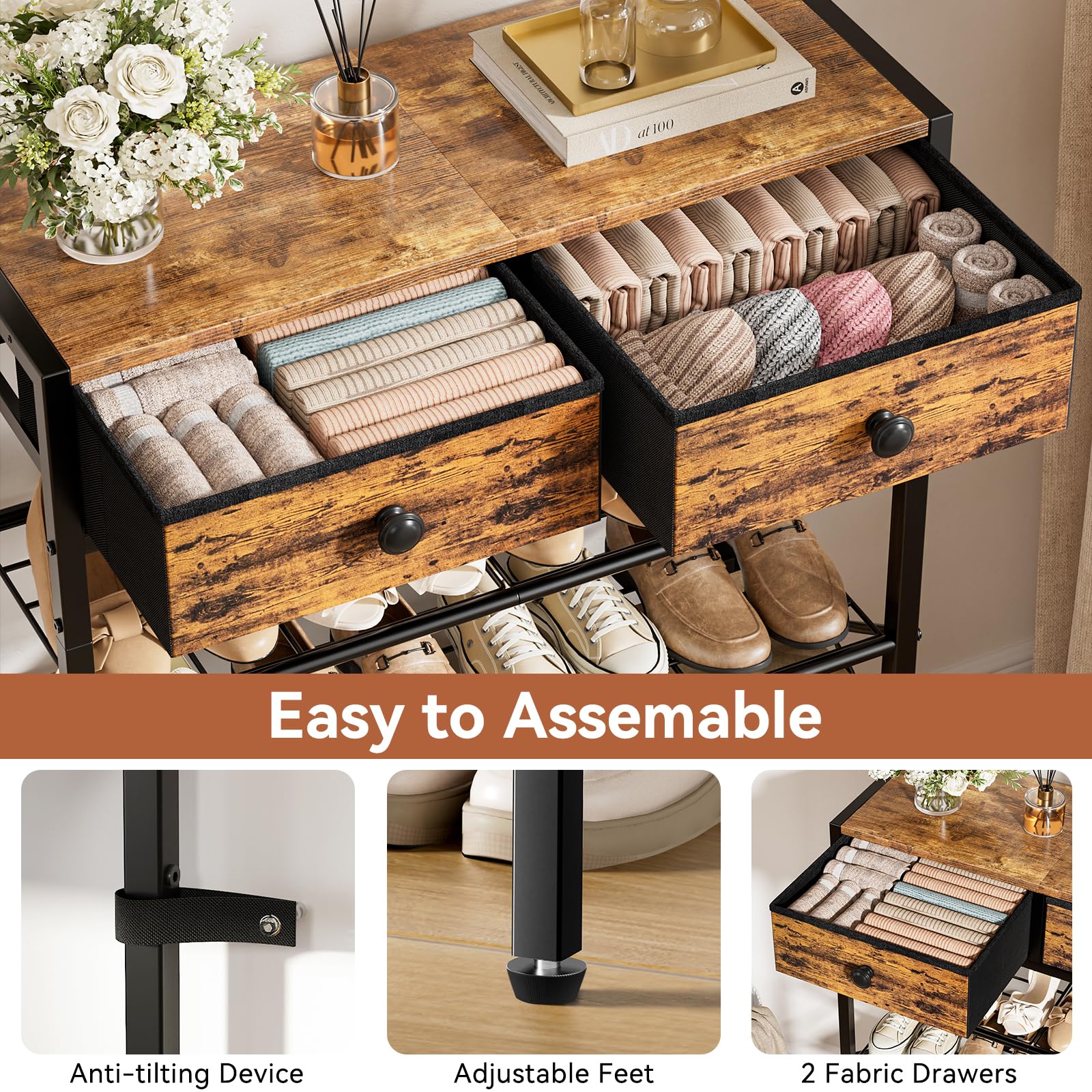 UNITSTAGE entryway storage unit blends rustic brown with practicality