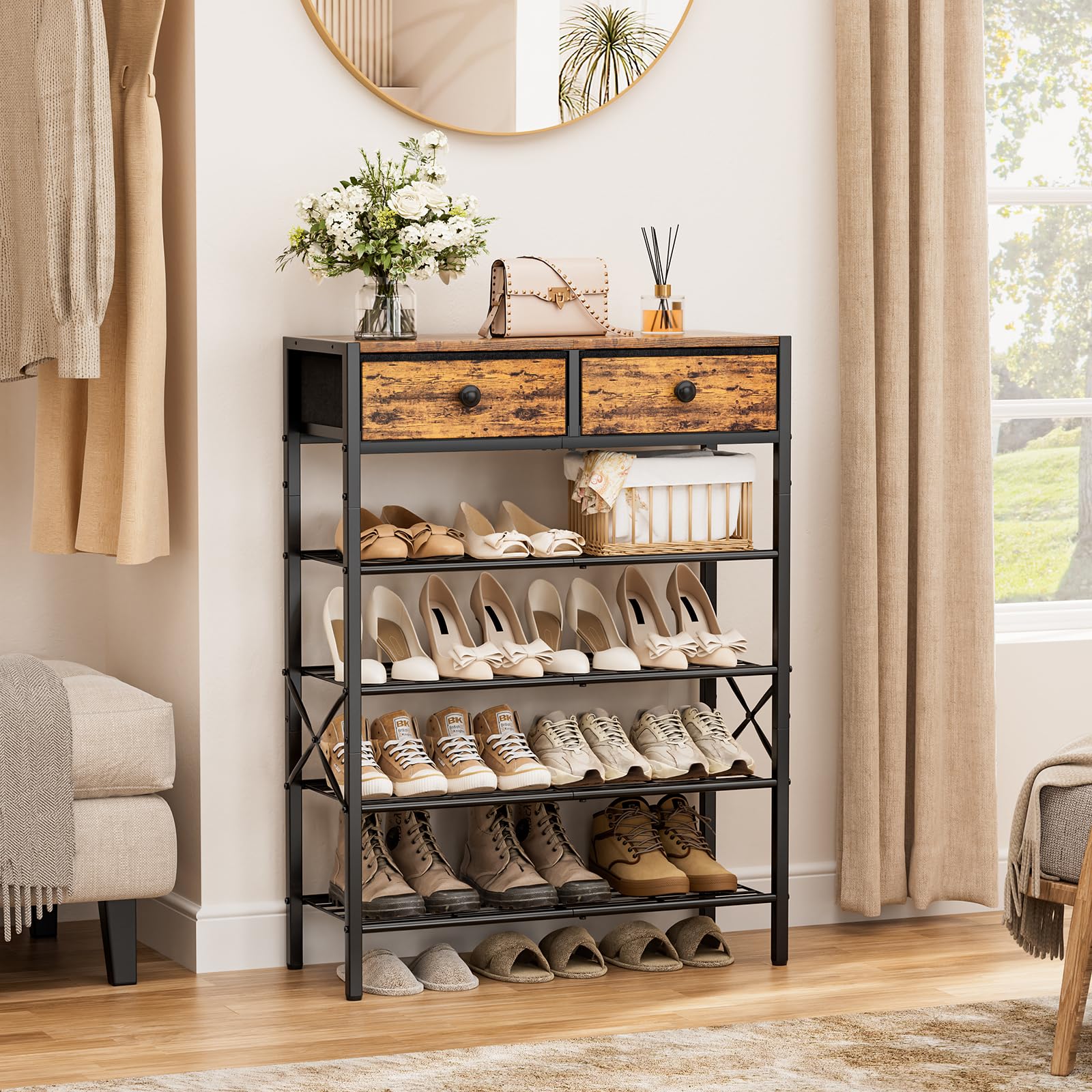 UNITSTAGE sturdy metal frame provides reliable support for footwear