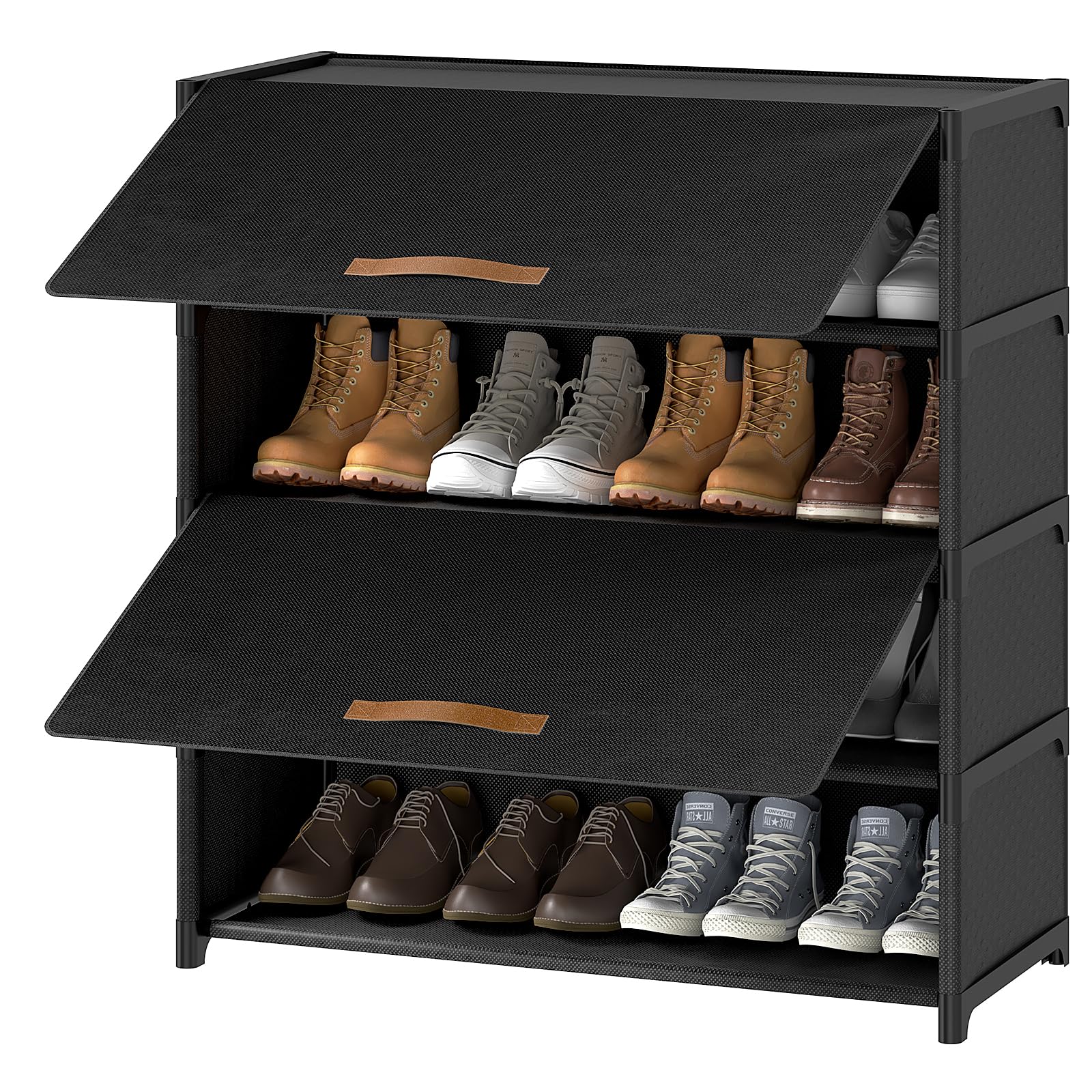UNITSTAGE shoe rack 5-tier with door open shows accessible storage for shoes