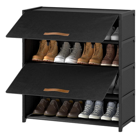UNITSTAGE shoe rack 5-tier with door open shows accessible storage for shoes