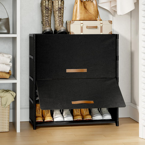 UNITSTAGE shoe rack 5-tier front view highlights compact, organized closet storage