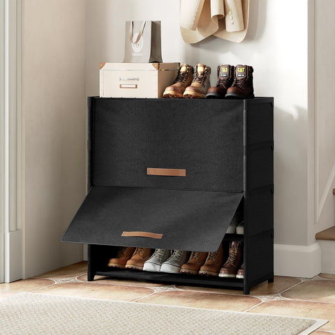 UNITSTAGE shoe rack packaged box reveals compact space-saving packaging