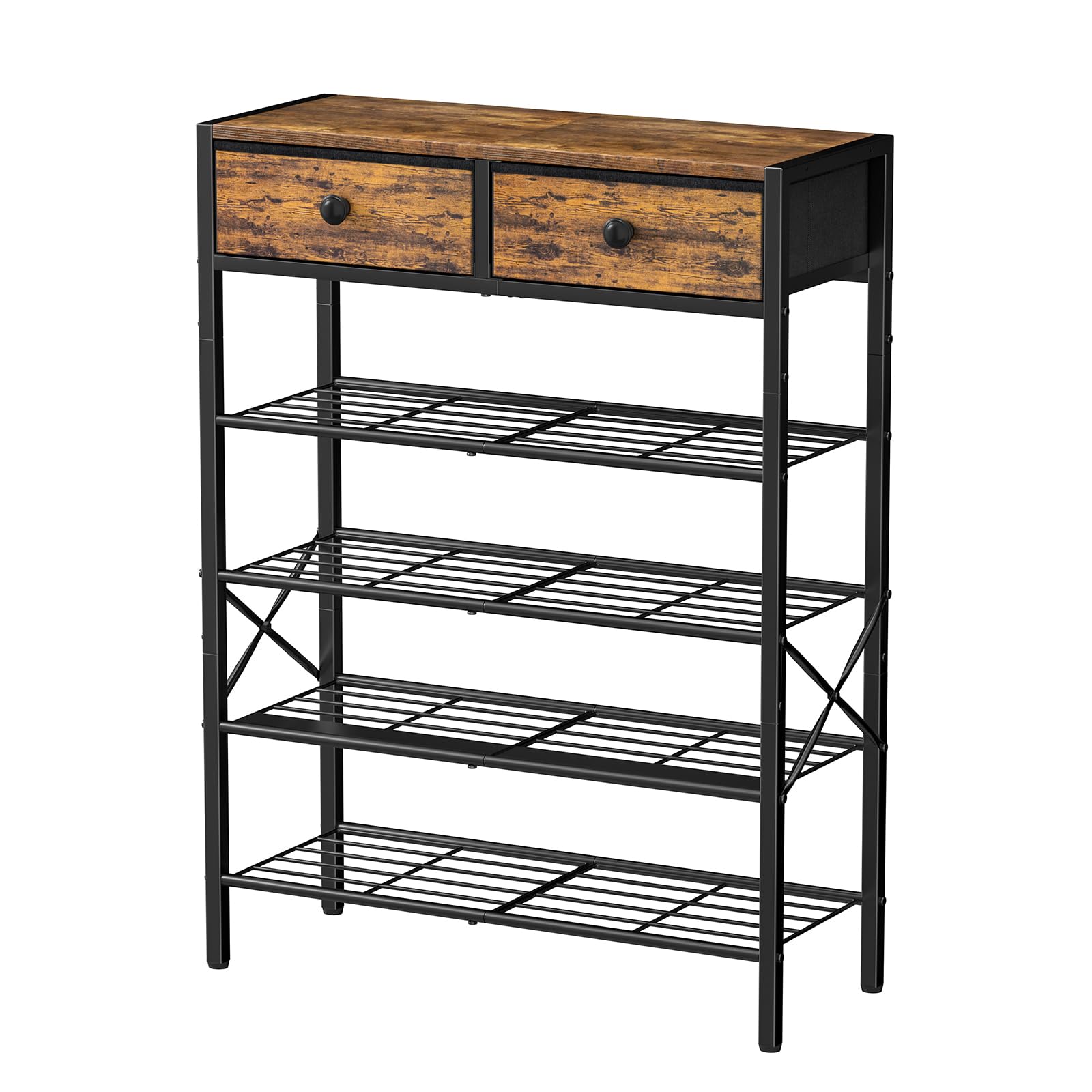 UNITSTAGE shoe rack with wooden top for stylish entryway organization